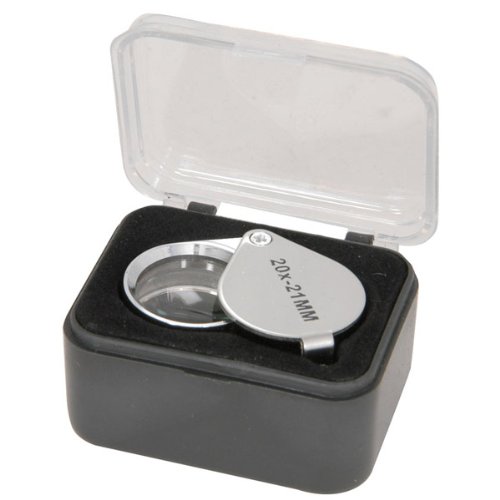 Jewellers Pocket Loupe and Case 20 x Magnification 21mm Chrome Finish