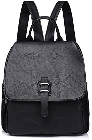 NUCLERL Women Mini Backpack Black Soft PU Backpack For School Girls Fashion Hot Small Backpack With Lock Zip With Magnet(Black)