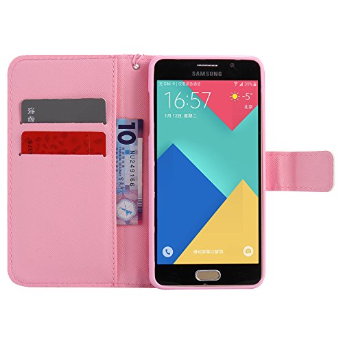 Feeltech Samsung Galaxy A510/A5 2016 Hülle PU-Leder und Brieftasche Bunte Muster Fall mit Magnetverschluss, Hybrid-Kickstand mit Stand-Funktion, schlagen Sie schützende weiche TPU Stoßstangenabdeckung und Kreditkartenhalter für Samsung Galaxy A510/A5 2016 Handgelenk Bügel-Buch-Art-Geldbeutel-Tasche mit 2 In 1 Berühren Sie Stift – Rosa Katze - 5