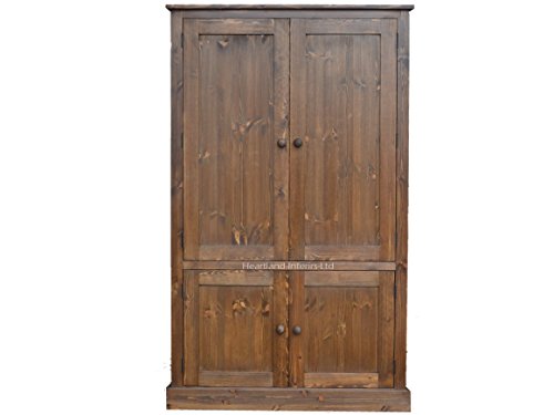 Solid Pine Storage Cupboard, 172 cm High Handcrafted & Waxed 4 Door Linen, Pantry, Larder, Filing, Hallway, Bathroom or Kitchen Storage Cabinet. Choice of Colours. No flat packs, No assembly (CUP100)