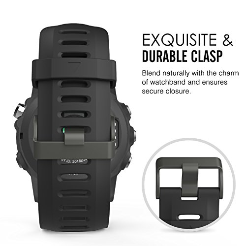 MoKo Garmin Fenix 3 Sport Watch Armband – Silikon Sportarmband Uhr Band Strap Ersatzarmband Uhrenarmband mit Werkzeug für Garmin Fenix 3 / Fenix 3 HR GPS Smart Watch, Schwarz/Grün - 4