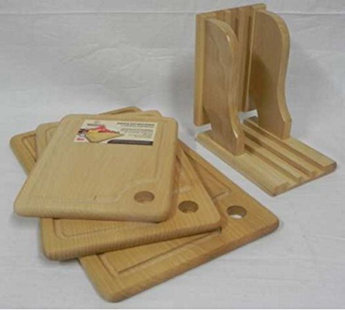 3 Schneidebretter mit Saftrille, mit Ständer, geölt, in 3 Größen