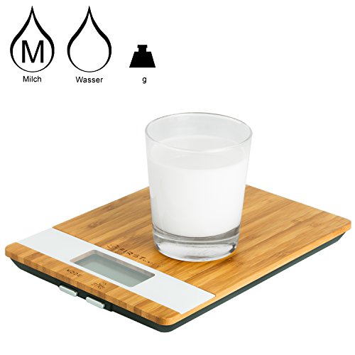 Digitale-Slim-Bambus-Küchenwaage in 1g bis 5kg, Betrieb mit zwei AAA-Batterien, echtes Bambusholz, Volumenfunktion, elektrische Haushaltswaage,digitale Slim Waage, Briefwaage - 2