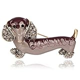 100 nuevo y de alta calidad TOOGOO 1Pcs Broche RomáNtico Lindo del Perro del Dachshund del Rhinestone Brillante Alfiler JoyeríA De Moda Traje De Ropa para Mujer Regalo De Broches Blanco Rojo