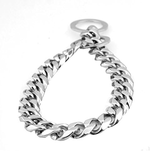 Heavy 19mm Curb Cuban Silver Tone 316L Stainless Steel Dog Choke Training Chain Collar Pet Necklace Leash 12"-34" (18inch Chain(Suggest Dog Neck 14inch))