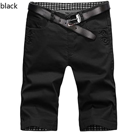 HCIUUI Summer Fashion Mens Shorts Casual Cotton Slim Beach Shorts Trousers Knee Length Shorts -38 Black 29