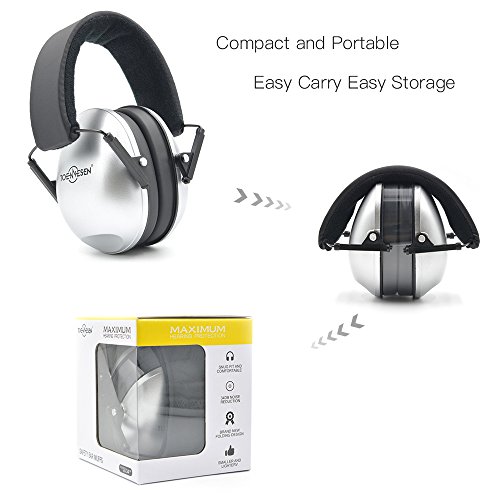 Toennesen Erwachsene Kapselgehörschützer NSR 31db Verstellbar Ohrenschütz Hörschutz Gehörschutz für laute Umgebung Silber - 7
