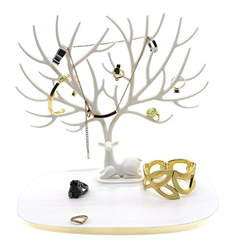 PACKNBUY Jewellery Organizer Stand Chain Rings Earring White
