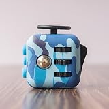 Cubo antiestrés con 6 funciones distintas (Fidget Cube) V2 Gran calidad , Camuflaje Azul