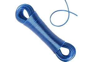 DROPWARE 20 Meter PVC Coated Steel Anti-Rust Wire Rope for Drying Clothes/Clothesline with 2 Plastic Hooks (Multicolor).