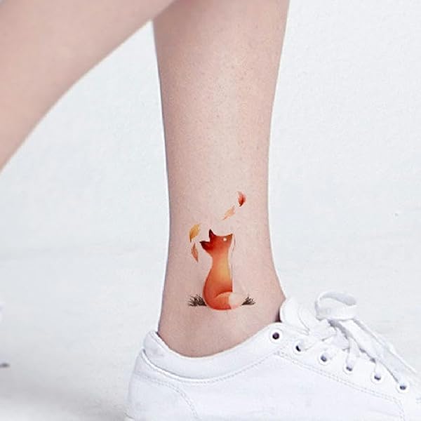 2 Temporary Tattoo Blätter Mit Fuchs-Motiv – Wasserfest, Hält 4-6 Tage, Ca. 21x15 Cm Groß