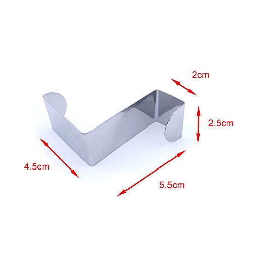 Pazzi 8-stück über Tür Haken Aufhänger aus Metall Edelstahl (4,5cm passt dick Schlafzimmer Badezimmer Tür, 2cm passt Schublade Schrank Kabinett Tür) für Kleidung Mantel Handtuch Tasche Hut Bademantel - 3