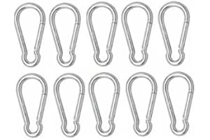 TOOLSONLINE 10 x Carabiner 6 x 60mm Steel Snap Spring Loaded Clip Hook Karabiner Carabina