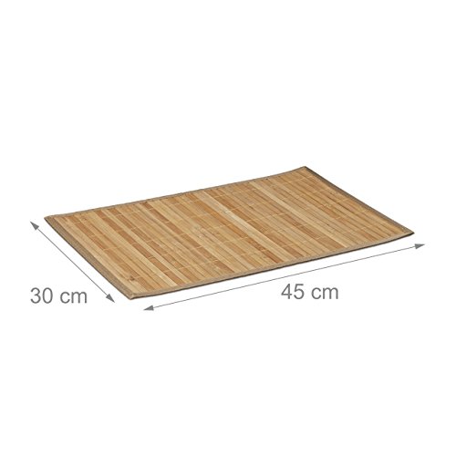 Relaxdays Tischset 6 teilig, Platzdeckchen, Bambus, rutschhemmende Unterseite, 30 x 45 cm, 6er Platzset, 6 Tischmatten, abwischbar, natur - 4