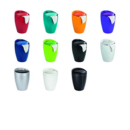 Wenko Hocker Candy White, Weißer Badhocker aus Kunststoff mit abnehmbarem Wäschesack aus 100 % Polyester, Ø: 36cm x H: 50,5cm - 6