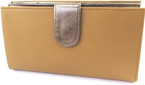 Leather wallet + checkbook holder 'Frandi'camel bicolor.