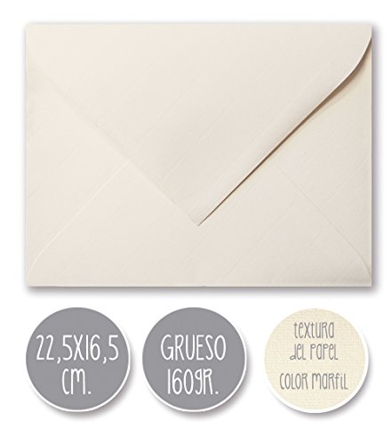sobre boda clásico, 160gr GRUESO, GRAN CALIDAD, 22,5X16,5cm. (MARFIL)