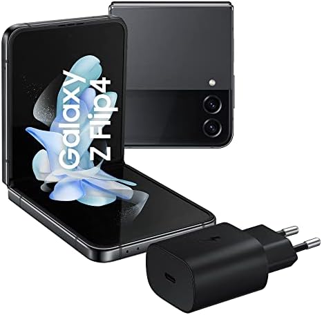 SAMSUNG Galaxy Z Flip4 Smartphone 5G, Caricatore incluso, Sim Free Android Telefono Pieghevole 256GB, Display Display Dynamic AMOLED 2X 6.7”/Super AMOLED 1.9”1,2 Grafite, 2022 [Versione Italiana]