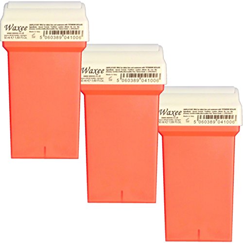 veet size, easy wax roller replacement 50ml roll-on wax cartridge, "Waxee" (3 x 50ml roll on wax cartridge)
