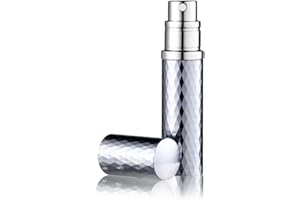 Aurdox Refillable Perfume Atomiser, 5ml Travel-Sized Perfume Bottles, Leaking Proof, Bottom Pump without Funnel, Elegant Portable Dispenser for Women and Men, Dimond Design (Grey)