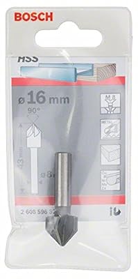 Bosch Professional Fraise conique à lamer HSS à queue cylindrique 5 taillants à 90° Ø16mm Longueur 43mm BOSCH 2608596372