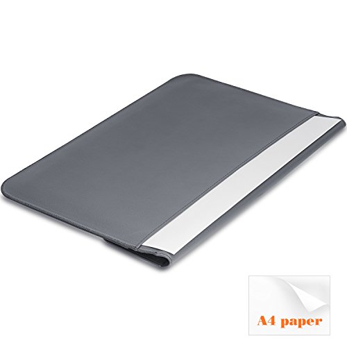 MoKo MacBook Air / Pro 13.3 Zoll Laptop Hülle – PU Leder Tasche Schutzhülle Lederhülle Wallet Case Leather Sleeve Aktentasche mit Karten-Slot für Apple MacBook Air / Macbook Pro 13.3 Zoll, Grau - 7