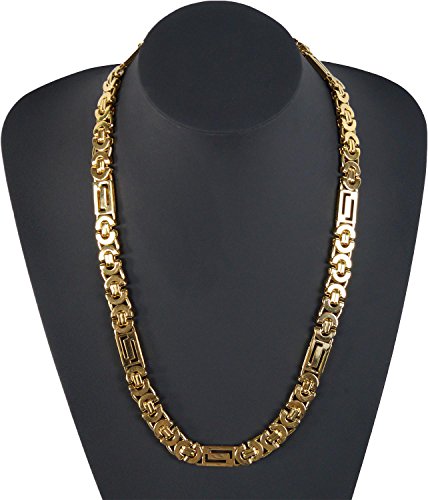 LUXUS KÖNIGSKETTE Panzerkette Edelstahl Kette Halskette Königskette 10x5mm 60 cm 002 GOLD