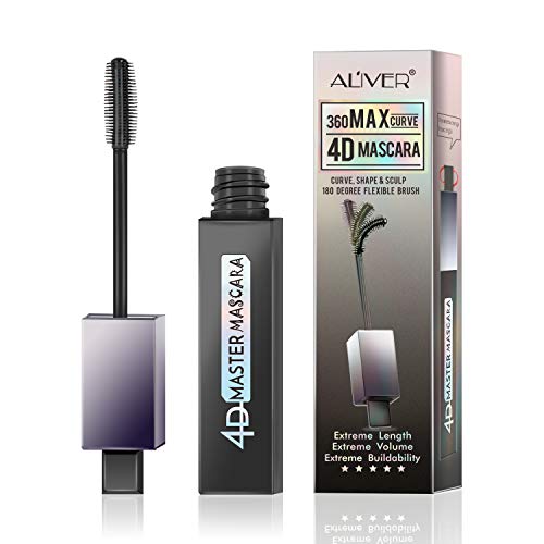 4D Lash Mascara Silk Fiber Eyelash Mascara Waterproof Thicker Longer Voluminous Eyelashes Makeup Long Lasting Smudge Proof with Hypoallergenic Ingredients Non-toxic and Natural Black