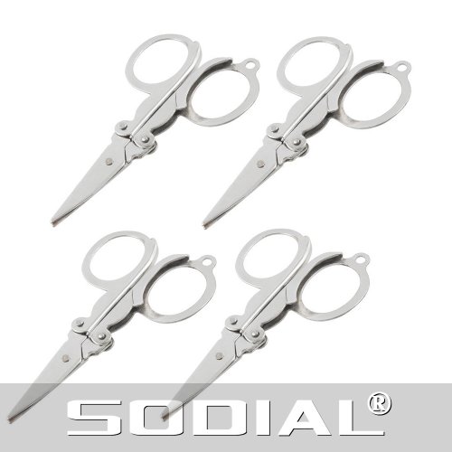 SODIAL(R) 4 St¨¹ck faltbare silbern Metall Papier Handwerk Schere - 2