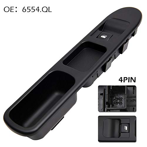 hootecheu Interrupteur de Commande Lève Vitres fenêtre électriqu,Commutateur pour Voiture fenêtre CÔTÉ Avant Droit 207, OE?6554.QL
