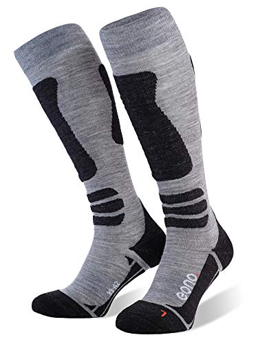 Eono Lot de 2 Chaussettes de Ski pour Homme et Femme en Laine mérinos