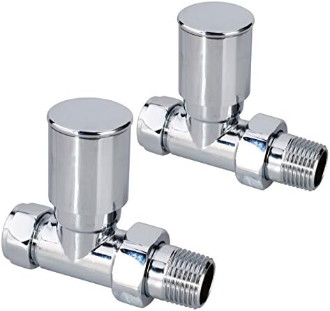 Chrome Premium Straight Towel Radiator Valves Central Heating Taps - Pair