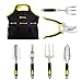 Produktbild CookJoy Gartenwerkzeug Set Balkon, Gardening Tools mit Aufbewahrungstasche, Gartengeräte Set mit Rutschfesten Griffen, Gartenwerkzeug Set für Kinder und Eltern aus Aluminiumlegierung, Gelb