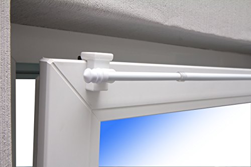 Gardinenstange "Boston" Fix-Klick 85-135cm ausziehbar Weiß Klemmstange Spannfix - jetzt mit verbessertem Universalklipp für Fensterdicke 10-27mm
