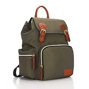 VISMIINTREND Leather Diaper Bag Backpack, Stylish Multi-Function Baby Bag Travel Backpack for Boys and Girls, Waterproof and Large Capacity (Viridian Green)