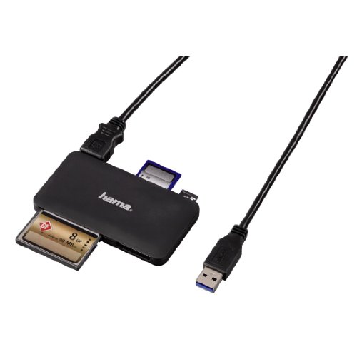 Hama Kartenleser „Slim“, UDMA/UHS-I fähig, (u.a. microSD/SDHC, SD/SDHC, CF Typ I, MMC, USB 3.0), schwarz gummiert - 2