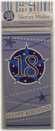 Price comparison product image Birthday Party Present Money Wallet,  18th. Boys Blue Card Gift Voucher Case