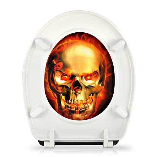 VENKON – Premium WC Sitz mit Absenkautomatik – Modell „Burning Skull“ – Toilettendeckel aus Duroplast (antibakteriell) inkl. Montagesatz (rostfreie Scharniere) - 8