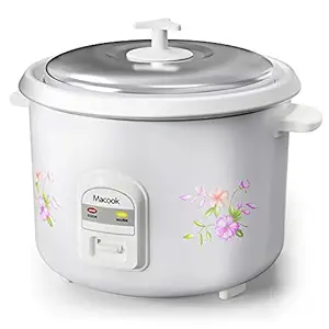 Macook 2.8 L 1000-Watts Electric Rice Cooker with 2 Cooking Pans, Measuring Cup, Steam Tray, Cooking Plate and Rice Scoop, MCIN-00006 (White)