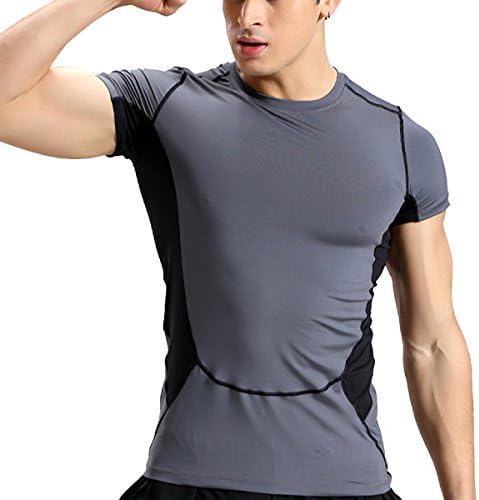 2 Mens Sport Under Shirt Skin Compression Wear Base Layer Vest Tank Top,Grey-M