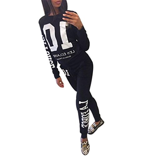 Xinantime Digital Long Sleeve Tracksuit Sport Suits Set (XL, Black)