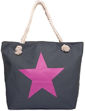 CAPRIUM Strandtasche mit Stern Print, Schultertasche, Shopper, Badetasche, Damen 0009002