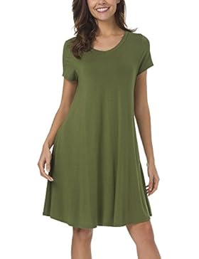 Damen kurze Ärmel Stretch Basic Kleider Shirtkleid