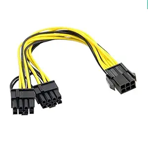 Hi-Lite Essentials PCI-E 6pin Female to Dual 8pin (6+2pin) Male Video Card GPU Power Cable