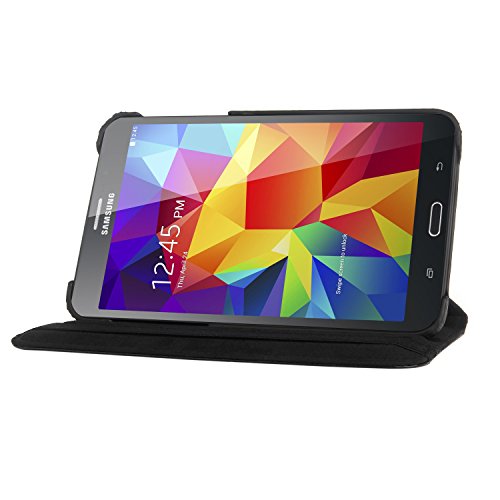 EnGive 360° Drehbares Ledertasche Schutzhülle Leder Tasche Samsung Galaxy Tab 3 7.0 Lite T110 T111 (7 Zoll) Hülle (Samsung Galaxy Tab 3 7.0 Lite, Schwarz) - 2