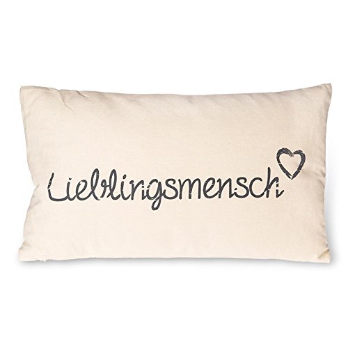 HC-Handel 923138 Deko-Kissen „Lieblingsmensch“ Baumwolle 30 x 50 cm grau oder offwhite - 2