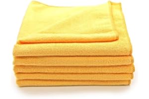 PRETEX Paños de Microfibra (5 Piezas) con 300 gsm, Amarillo, ultradelgado, Pintura Protectora, absorbentes, paños de Limpieza, paños de Pulido, Limpieza de automóviles, paños de Microfibra