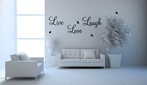 Live Laugh Love wall art sticker quote vinyl wall decor wall decal (LARGE, BLACK)
