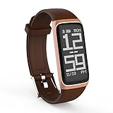 Fitness Armbanduhr Mit herzfrequenz und Blutdruckmessung,JULYFOX 0,96 Zoll Wasserdicht IP67 Fitness Tracker Bluetooth Smartwatch Schrittzähler mit Vibrationsalarm Anruf SMS Whatsapp iPhone Android Handy(Braun)