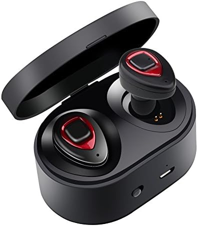True Wireless Earbuds with Portable Charging Box Wireless Bluetooth Headphones for Women Invisible Noise Cancelling In Ear Bluetooth headset with Mic For iPhone iPad Samsung Huawei Anorid (Red)